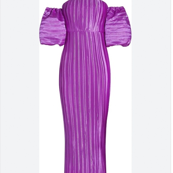 NWT Sirene Pleated Gown Grape - Picture 4 of 5